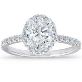 1 1/3 Ct TDW Oval Halo Diamond Engagement Ring 14k White Gold