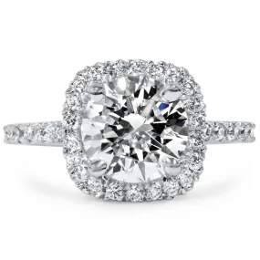 1 3/4 CT Halo Diamond Engagement Ring Round Cut 14K White Gold