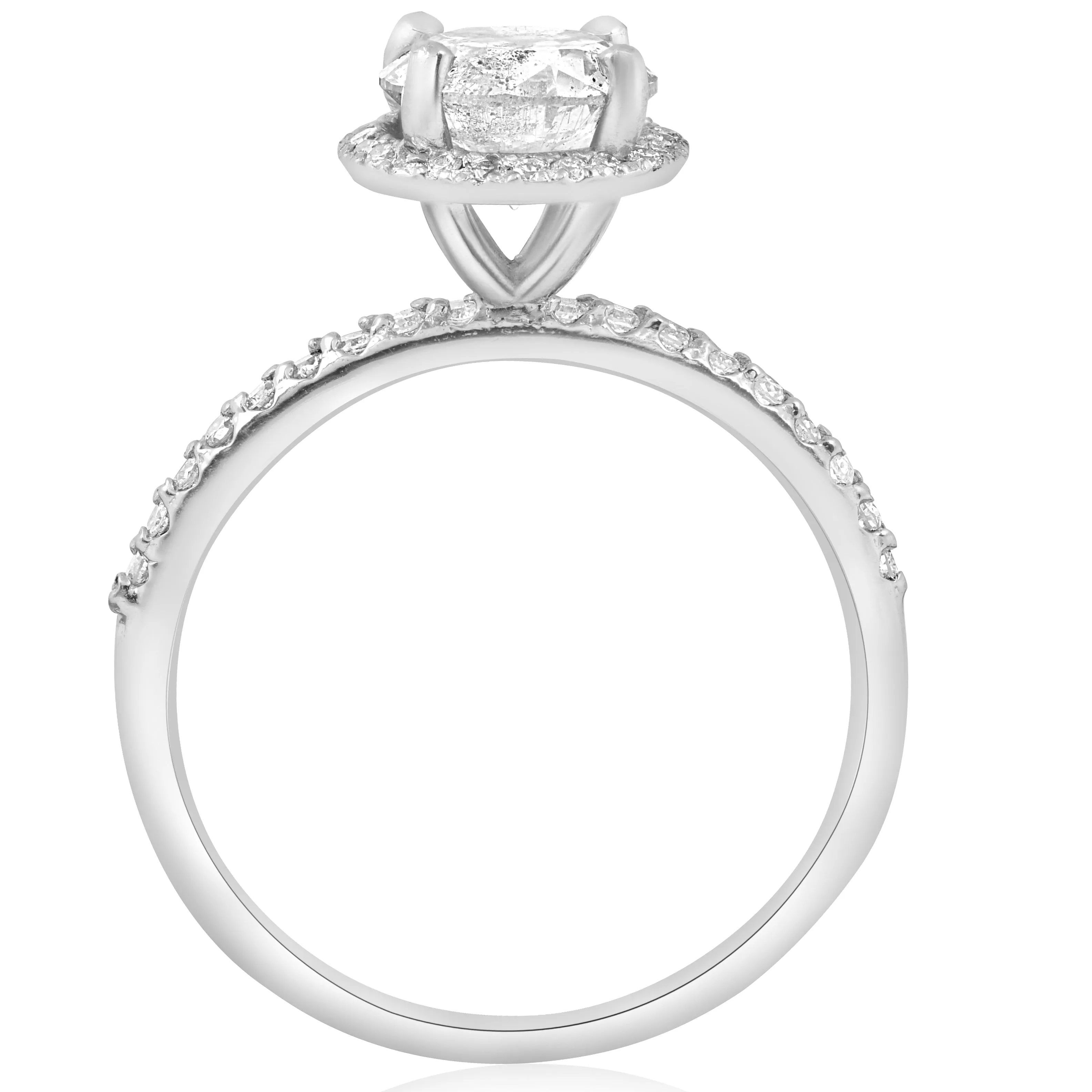 1 3/4ct Halo Diamond Engagement Ring 14k White Gold Round Cut Clarity Enhanced