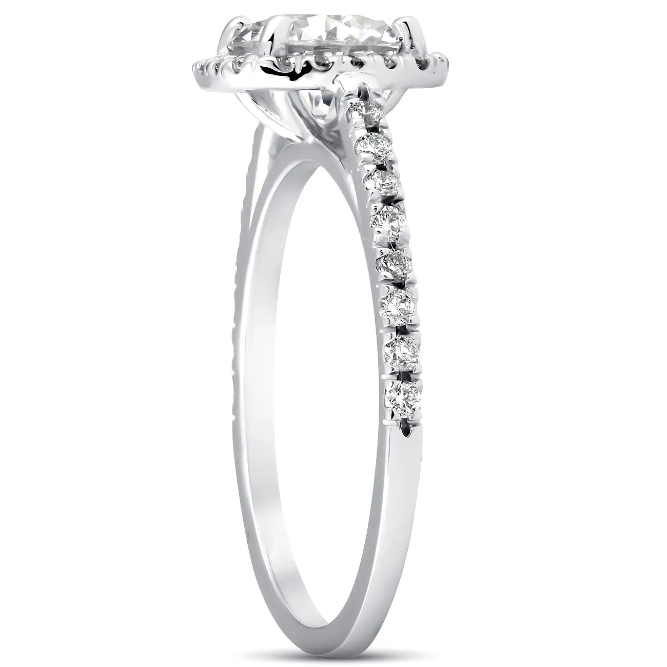 1 3/4Ct Moissanite Lab Grown Diamond Cushion Halo Engagemeng Ring 14k White Gold