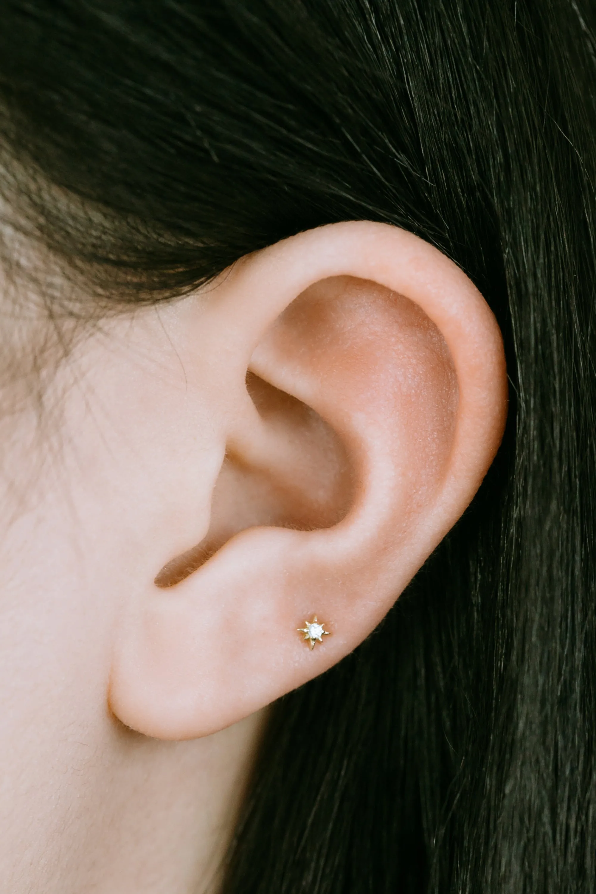 14k Gold Cartilage Anti Tragus Forward Helix Inner Conch Lobe Ball Barbell Tongue Lip Asteroid Light Star Ear Stud Earring Pierc