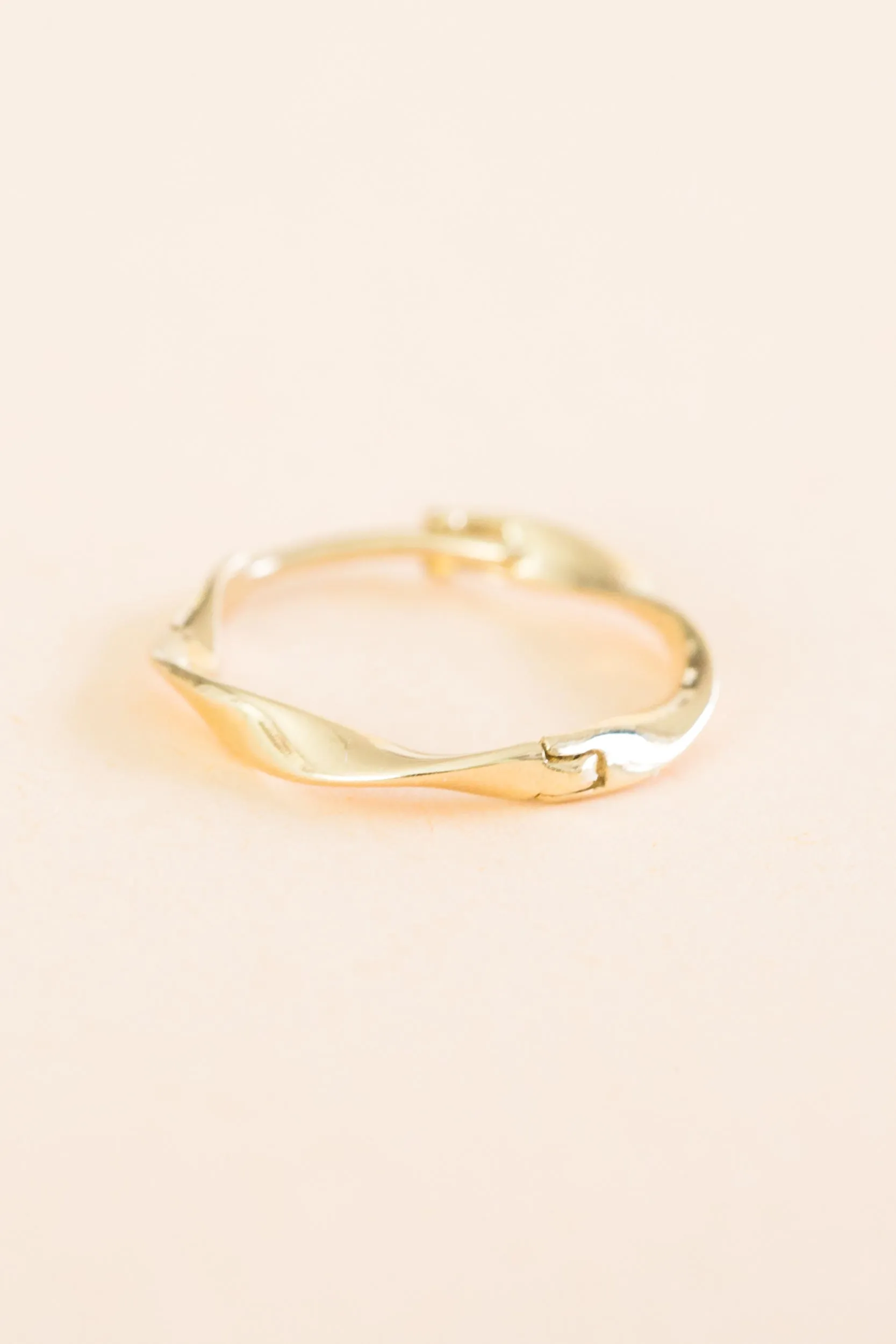 14K Solid Gold Twist Wave Round Piercing Earring Ear Hoop Ring