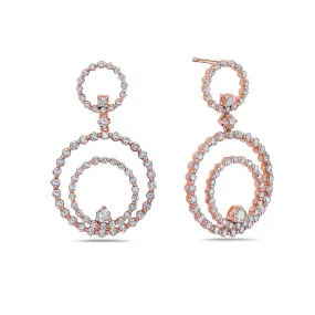 18K Rose Gold Ladies Earrings With 2.78 CT Diamonds