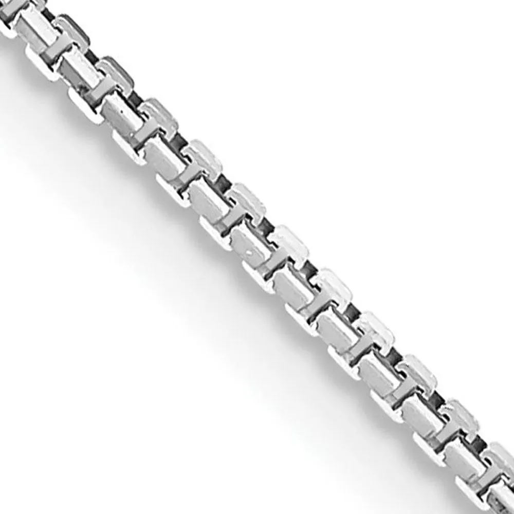 1mm 14K White Gold Solid Concave Box Chain Necklace
