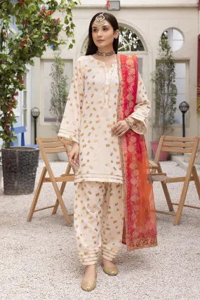 3-PC Cotton Broshia Shirt With Cotton Trouser and Cotton Net Printed Dupatta CPM23-25