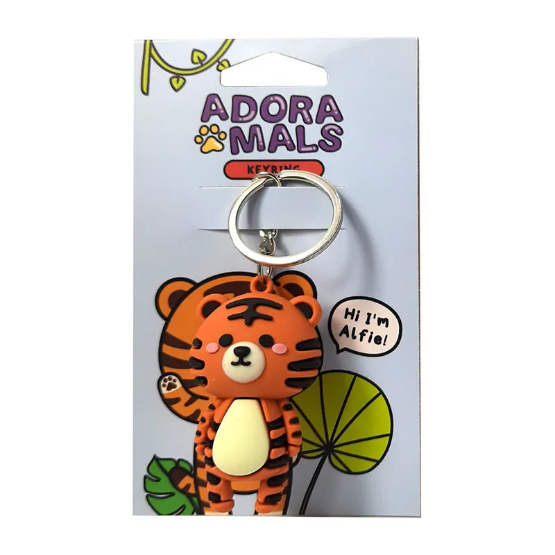 3D PVC Keyring - Adoramals Alfie the Tiger KEY280
