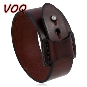 Accessorize with Attitude: Genuine Leather Wristband Cuff Bracelet Unisex Jewelry