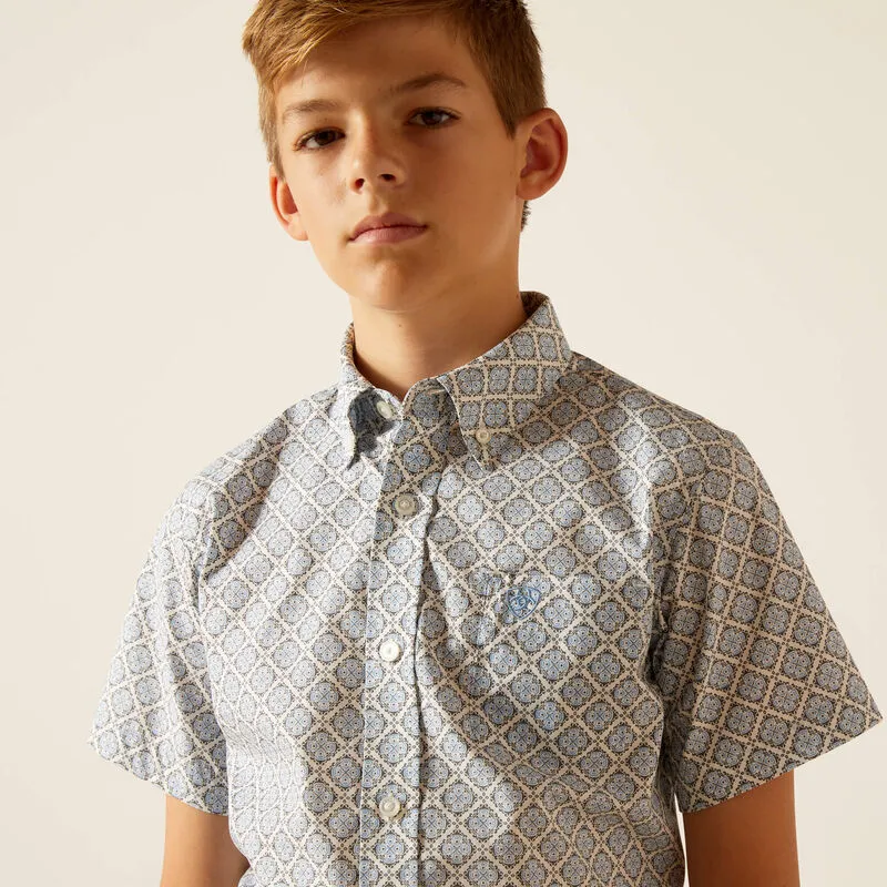 Boy's Ariat Jett SS Shirt Ceramic Teal Shirt