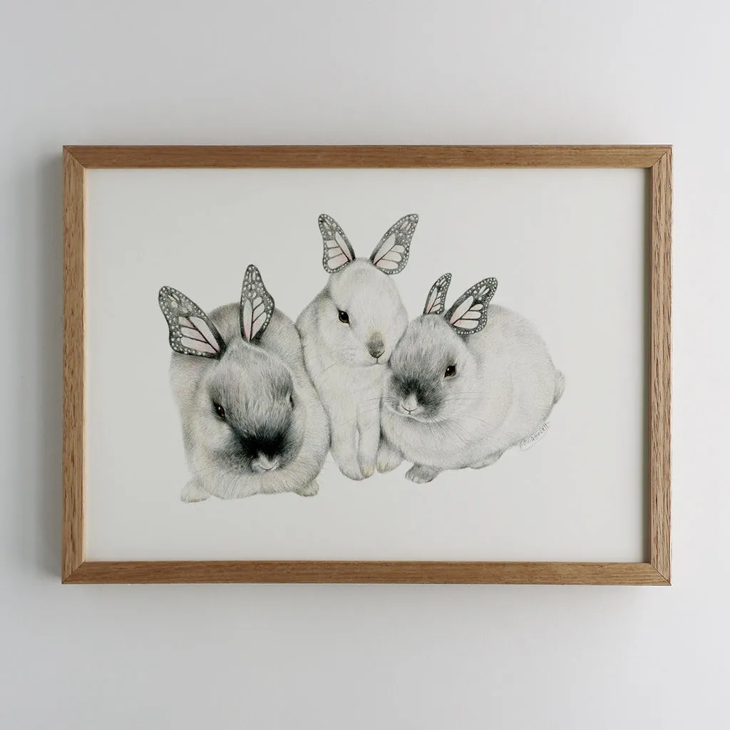 Butterfly Bunny Family Print