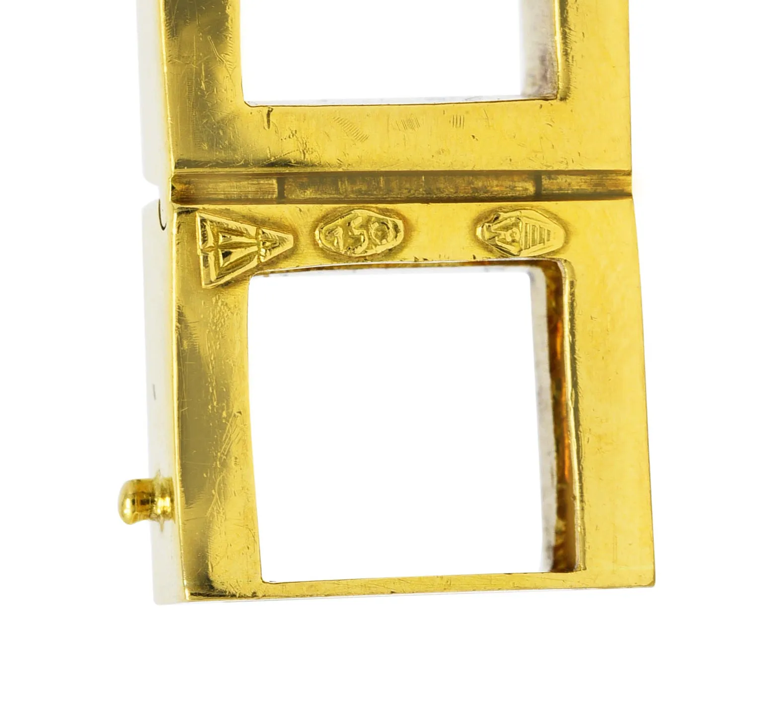 Carlo Weingrill Modernist Vintage 18 Karat Yellow Gold Square Sculptural Link Bracelet