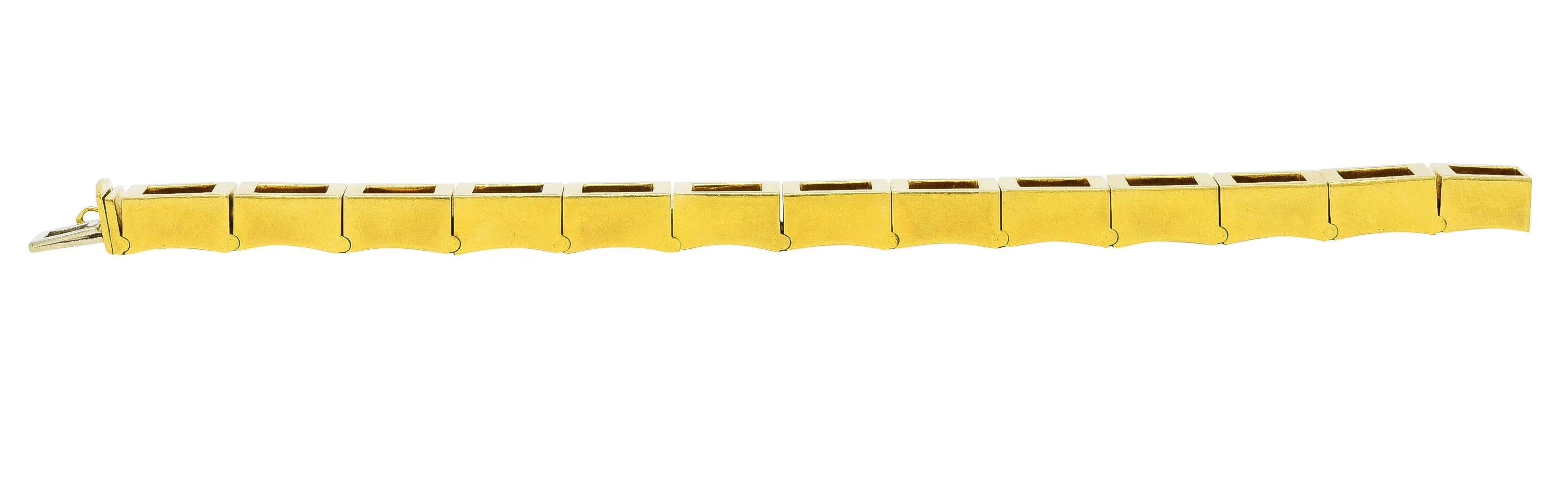 Carlo Weingrill Modernist Vintage 18 Karat Yellow Gold Square Sculptural Link Bracelet