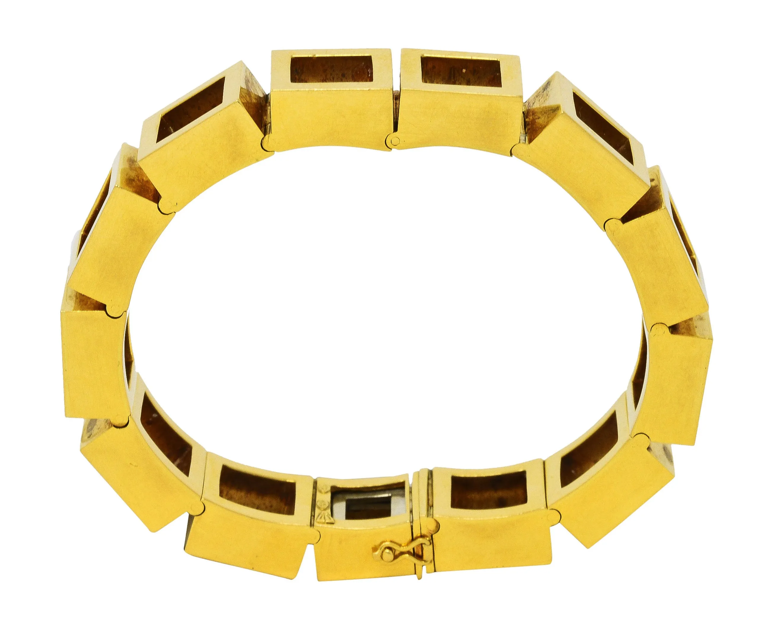 Carlo Weingrill Modernist Vintage 18 Karat Yellow Gold Square Sculptural Link Bracelet