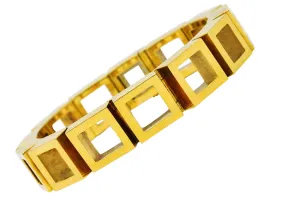 Carlo Weingrill Modernist Vintage 18 Karat Yellow Gold Square Sculptural Link Bracelet