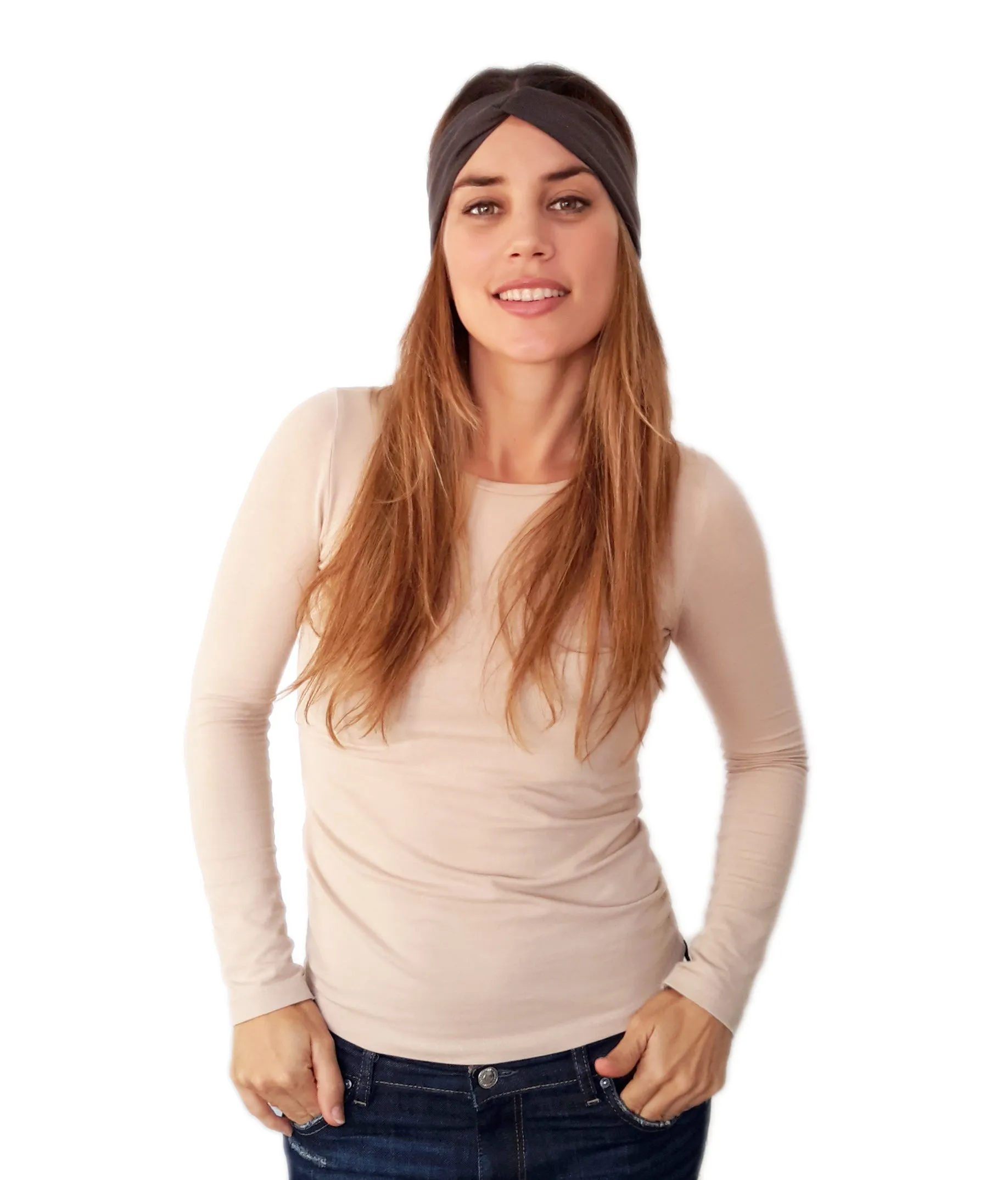 Cinta de Pelo Elástica con Nudo · Castao