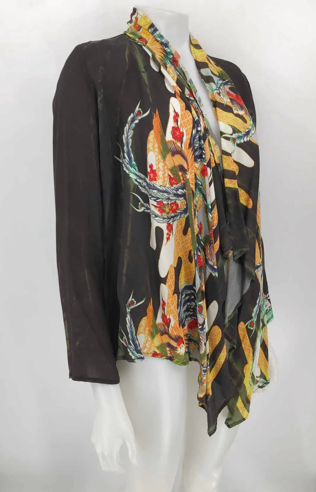 CITRON Gray Multi-Color Print Drape Front Size SMALL (S) Top