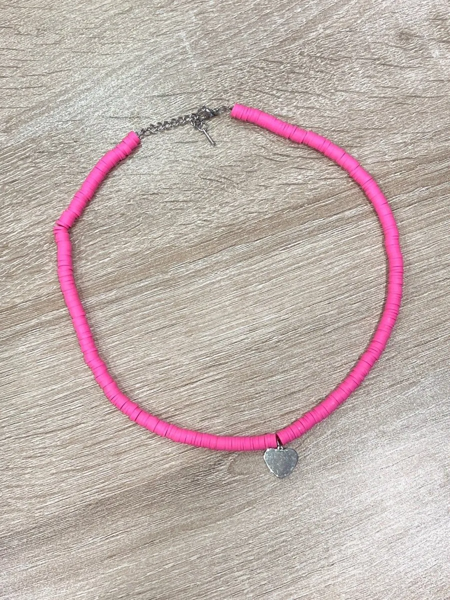Collana Summer fucsia con cuoricino