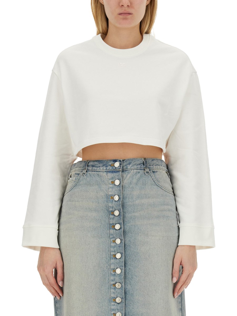 COURREGES    COTTON CROPPED SWEATSHIRT