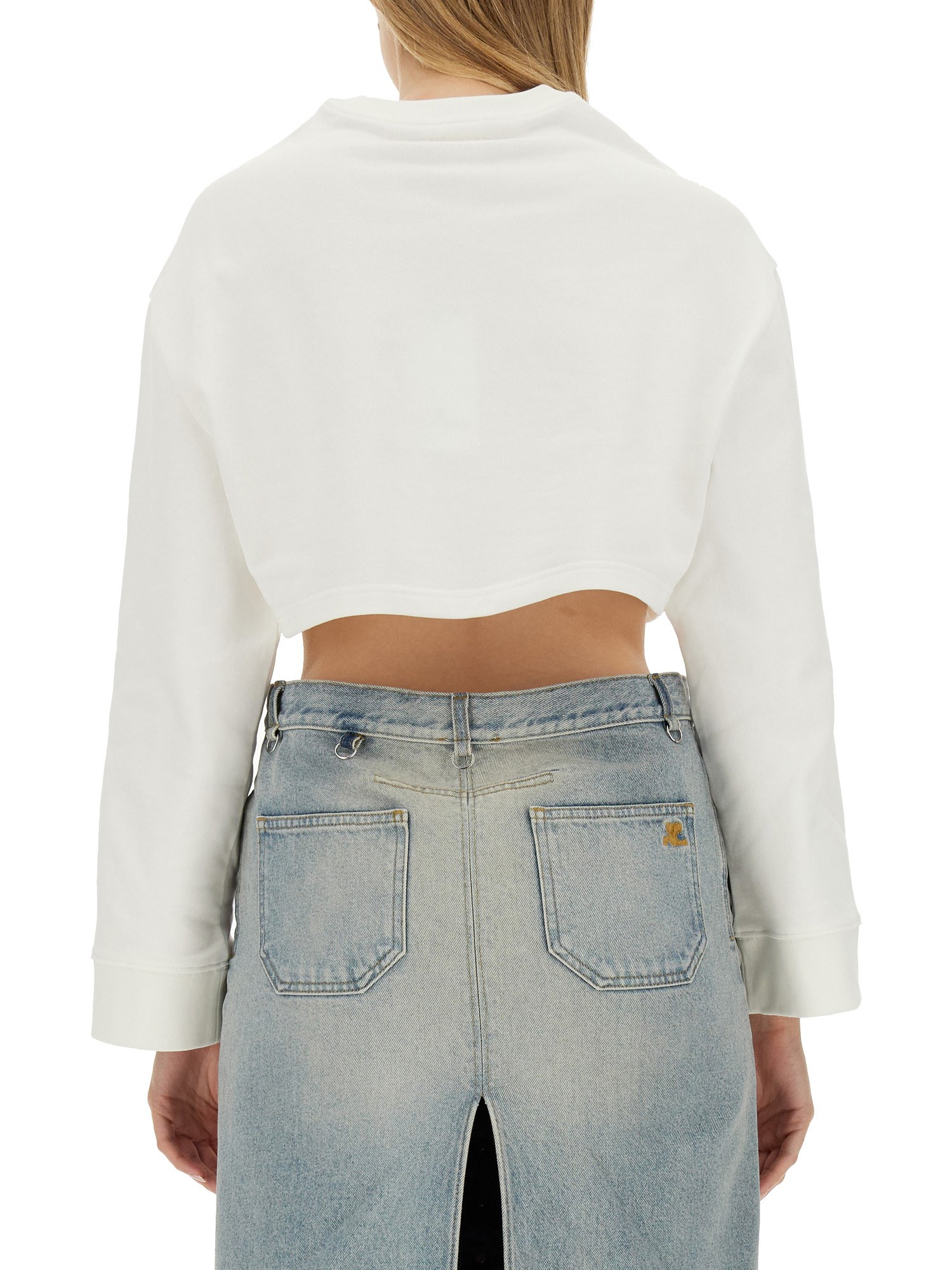 COURREGES    COTTON CROPPED SWEATSHIRT