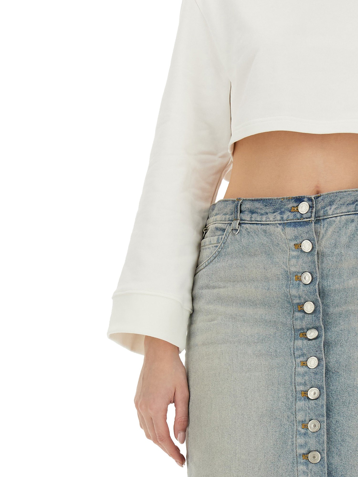 COURREGES    COTTON CROPPED SWEATSHIRT