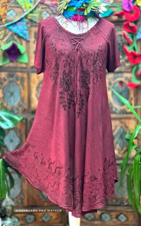 DEEP WINE CLAUDINE PLUS SIZE TUNIC / DRESS (OFSL)