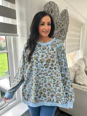 Denim Leopard Print Sweatshirt Kirsty