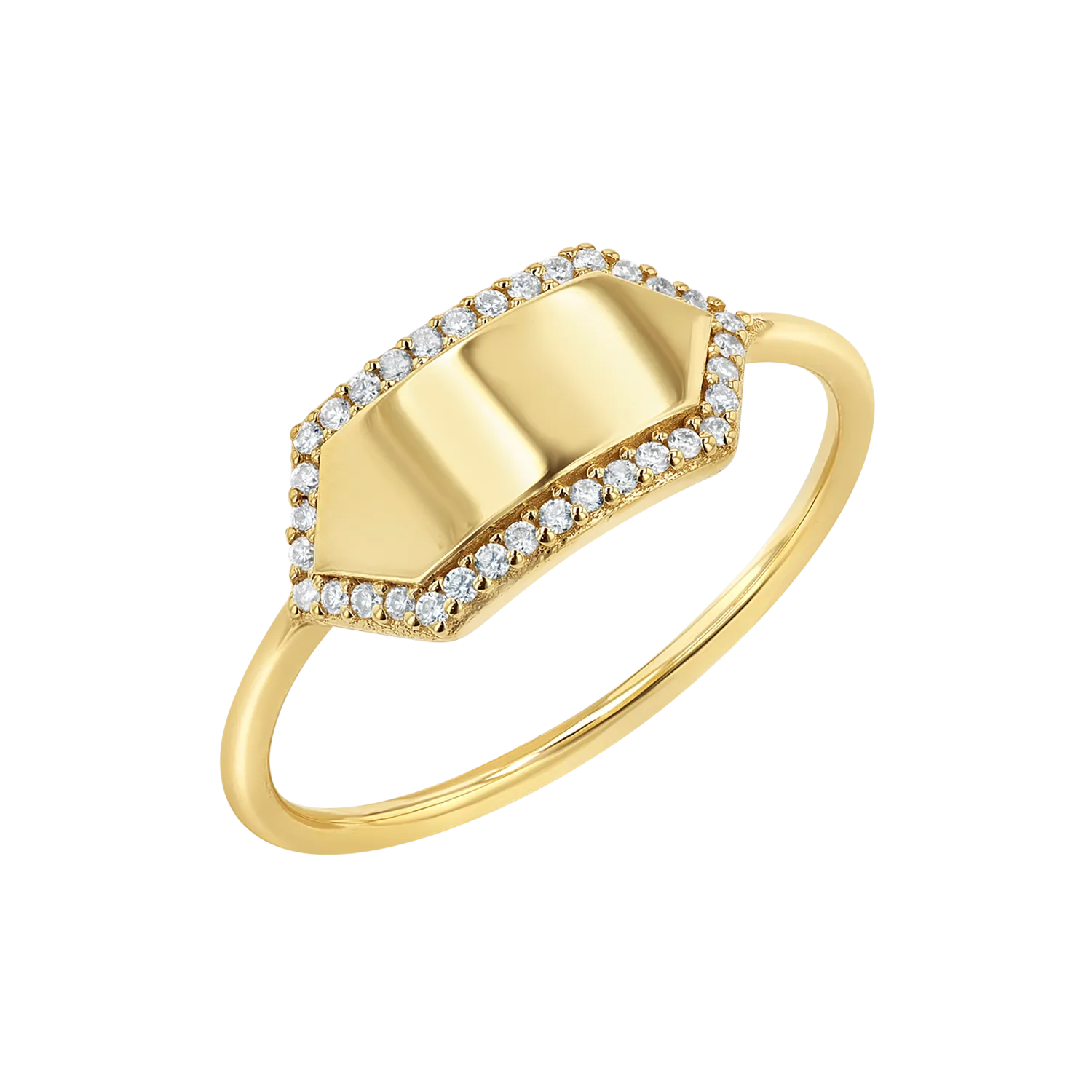 Diamond Hex Engravable Tag Ring