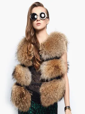 Faux Fur Vest Women Camel Coat Sleeveless Eco-friendly Fur Coat