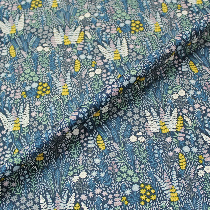 Floral Printed Cotton - Blue - Foxgloves