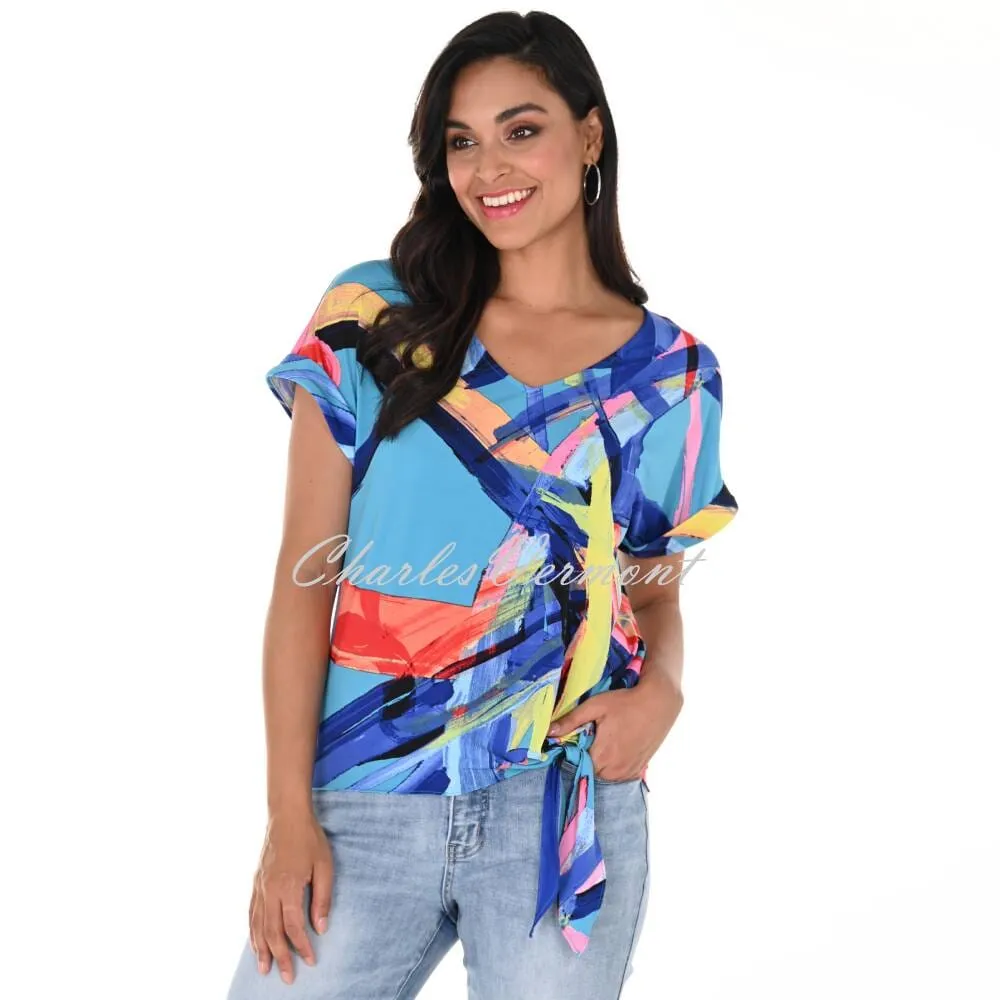 Frank Lyman Multi-Coloured Print Top With Tied Knot Hem - Style 246133