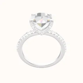 Half Pave Engagement Ring With Pave V Prong Head