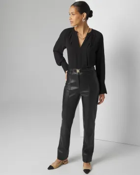 High-Rise Slim Faux Leather Trousers