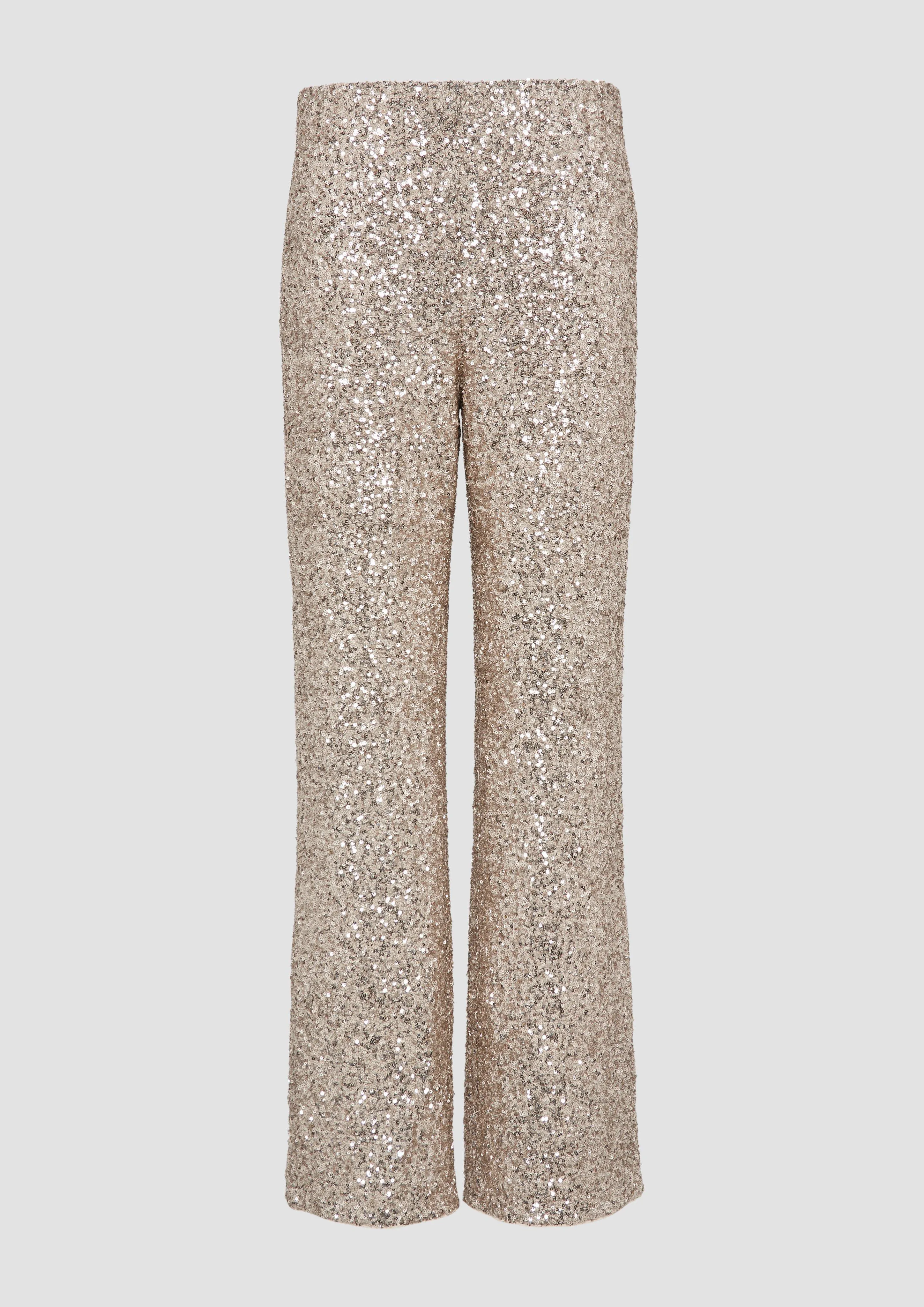 High-waisted trousers with a flared leg and sequins