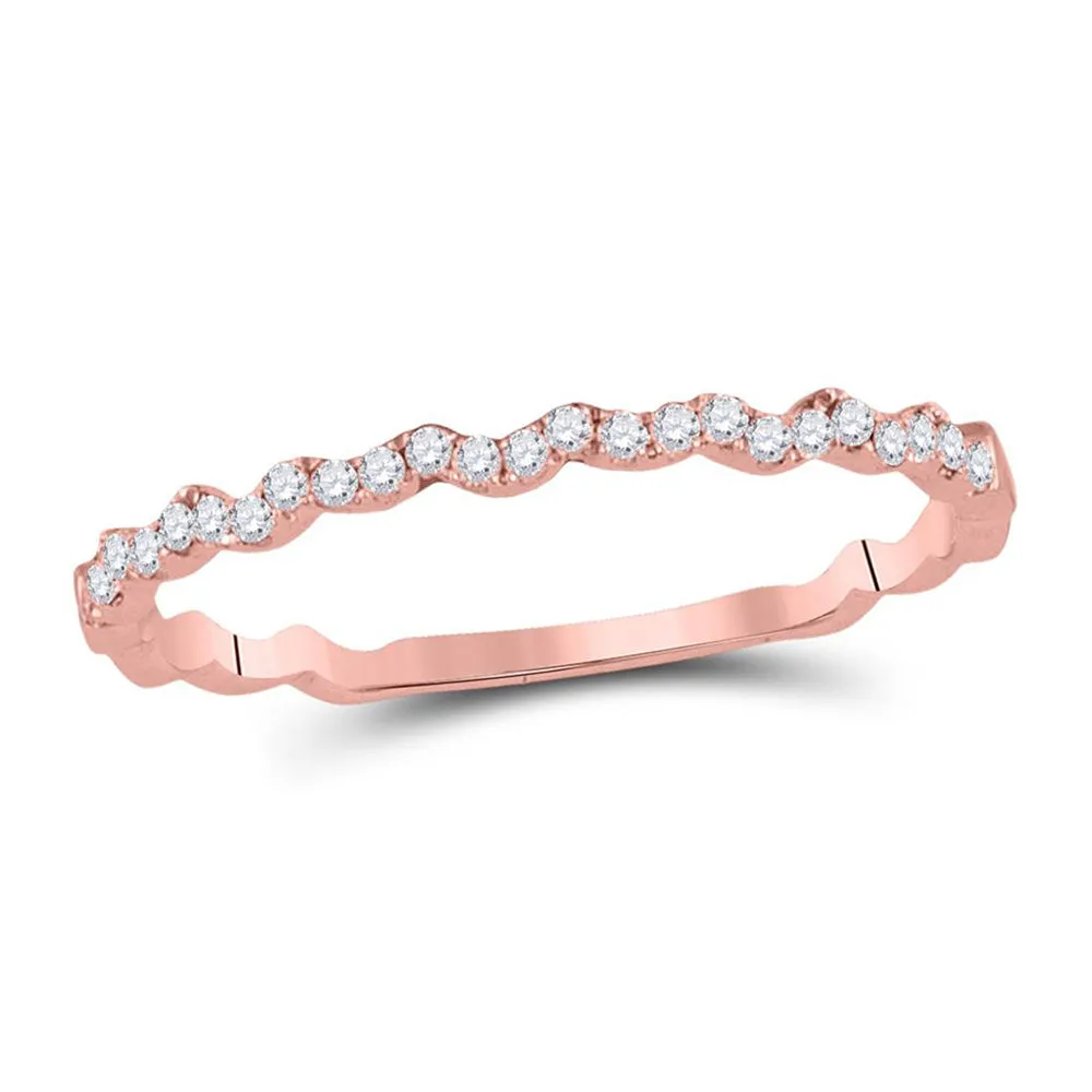 Keene Jewelers 10kt Rose Gold Womens Round Diamond Stackable Band Ring 1/8 Cttw