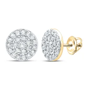 Keene Jewelers 10kt Yellow Gold Womens Round Diamond Cluster Earrings 1 Cttw