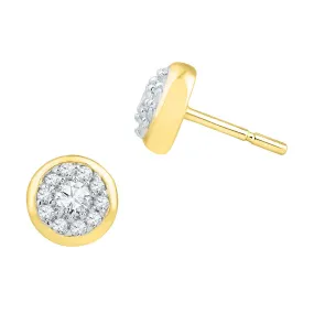 Keene Jewelers 10kt Yellow Gold Womens Round Diamond Cluster Earrings 3/8 Cttw