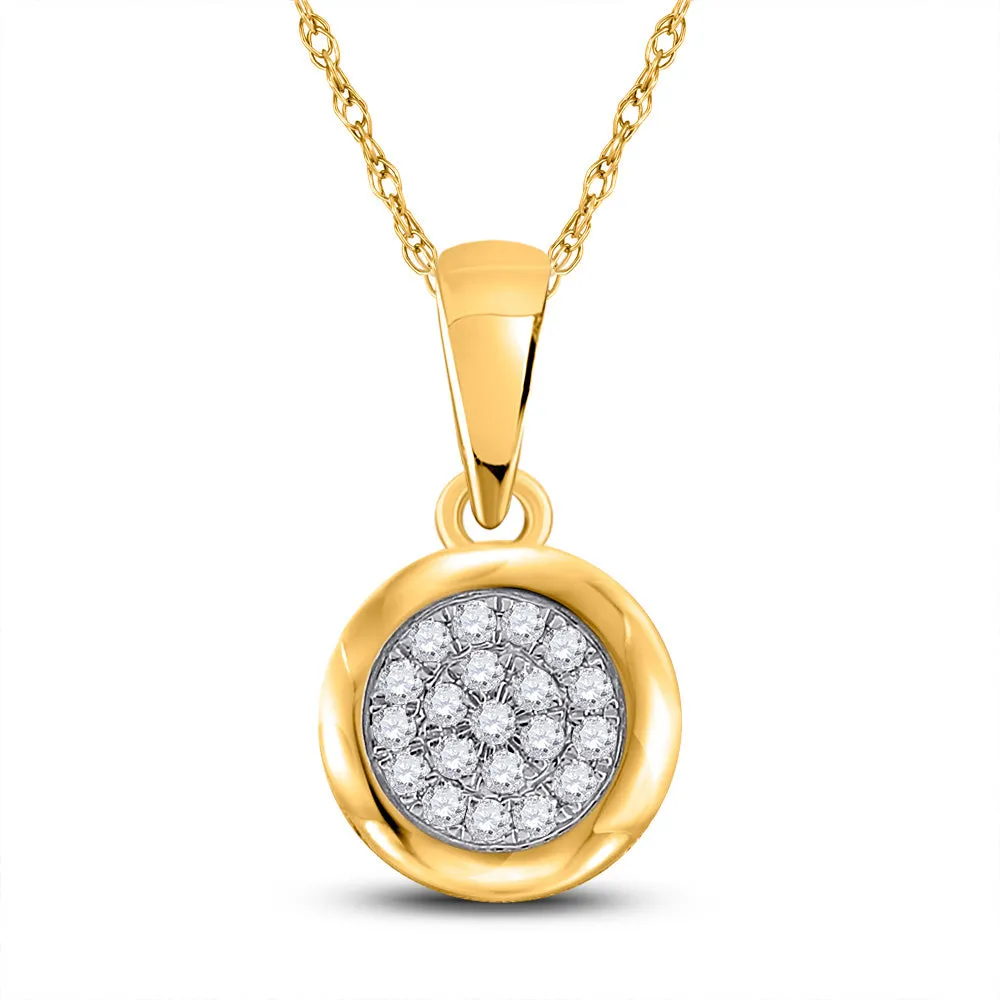 Keene Jewelers 10kt Yellow Gold Womens Round Diamond Cluster Pendant 1/6 Cttw