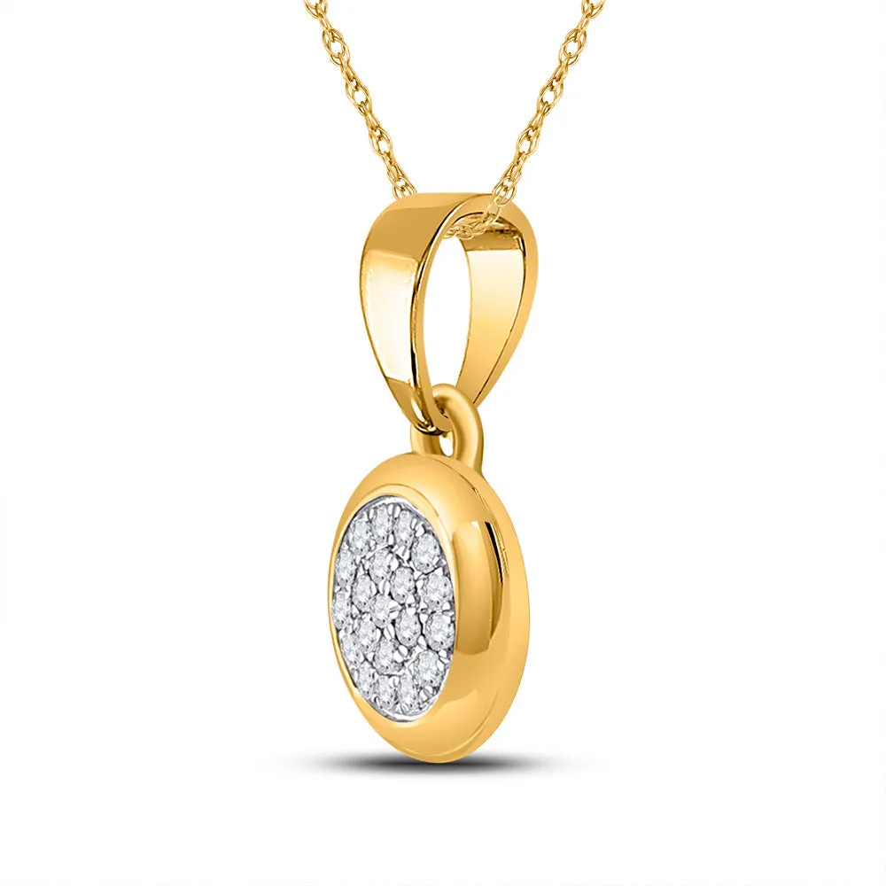 Keene Jewelers 10kt Yellow Gold Womens Round Diamond Cluster Pendant 1/6 Cttw