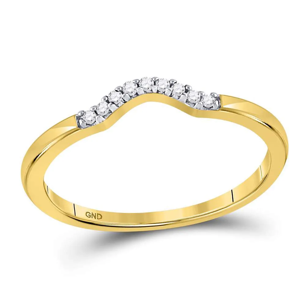 Keene Jewelers 10kt Yellow Gold Womens Round Diamond Contoured Solitaire Enhancer Wedding Band 1/20 Cttw