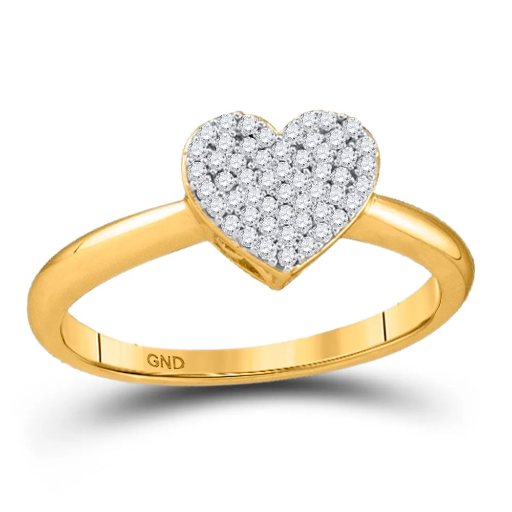 Keene Jewelers 10kt Yellow Gold Womens Round Diamond Heart Ring 1/6 Cttw