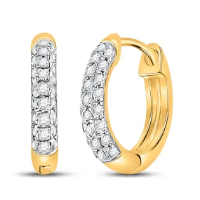 Keene Jewelers 10kt Yellow Gold Womens Round Diamond Hoop Earrings 1/6 Cttw