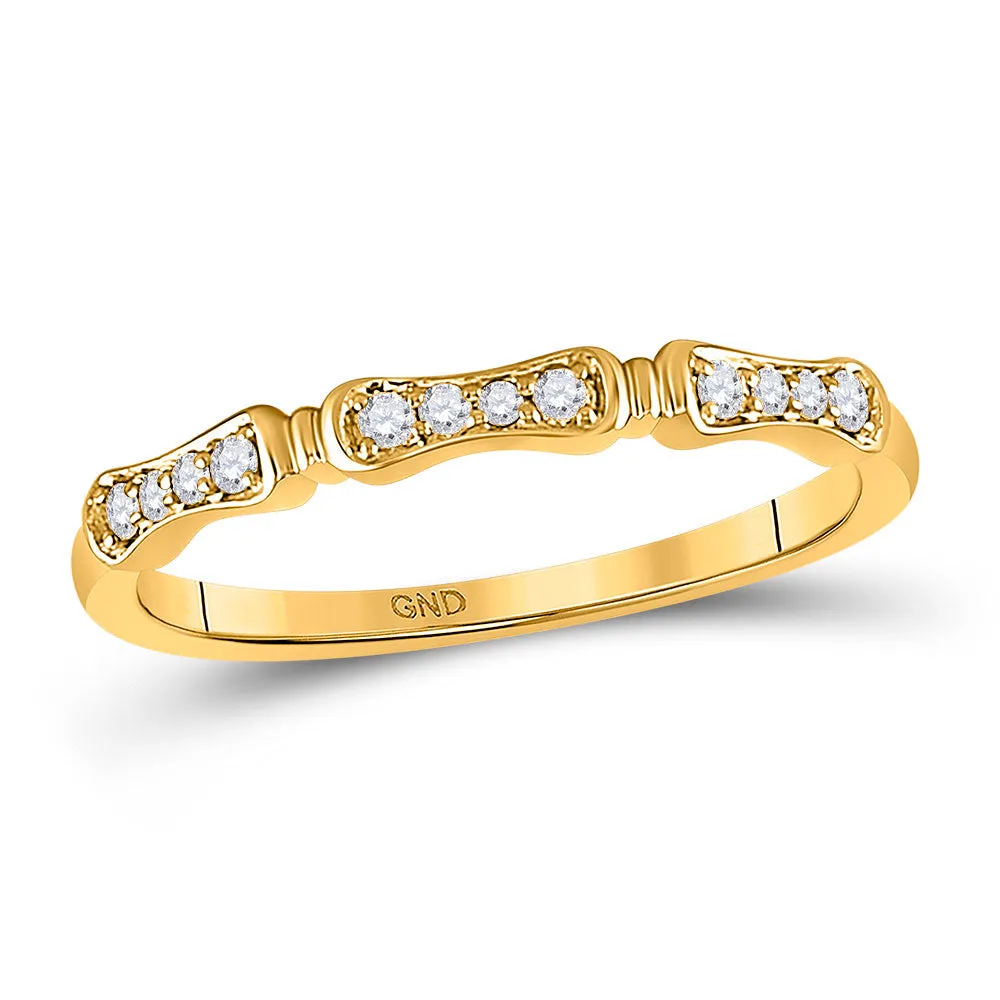 Keene Jewelers 10kt Yellow Gold Womens Round Diamond Stackable Band Ring 1/10 Cttw