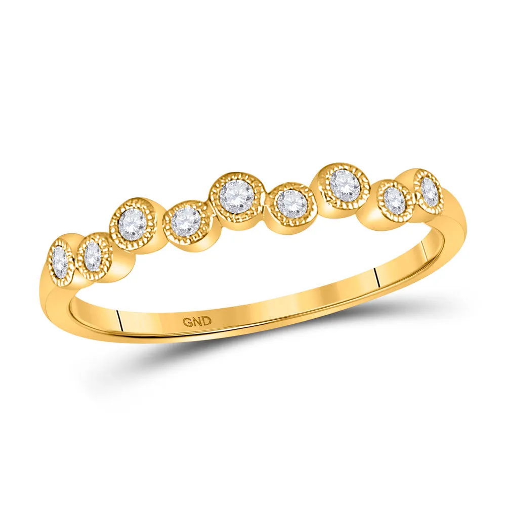 Keene Jewelers 10kt Yellow Gold Womens Round Diamond Stackable Band Ring 1/8 Cttw