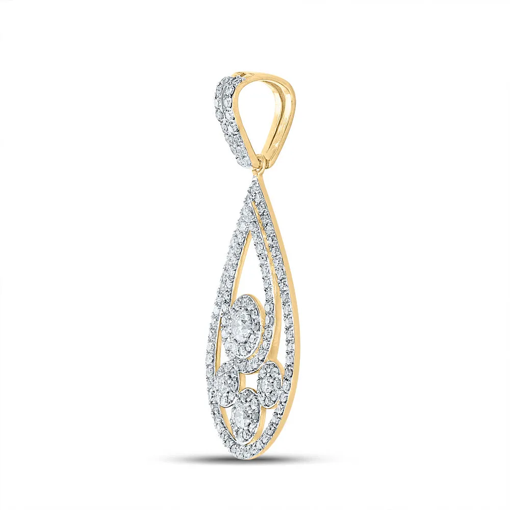 Keene Jewelers 10kt Yellow Gold Womens Round Diamond Teardrop Pendant 5/8 Cttw