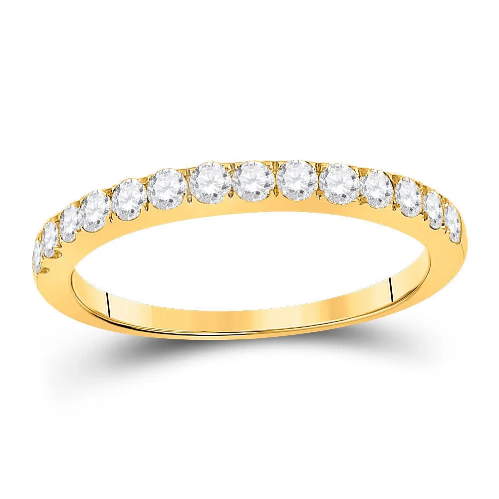 Keene Jewelers 10kt Yellow Gold Womens Round Diamond Wedding Single Row Band 1/2 Cttw