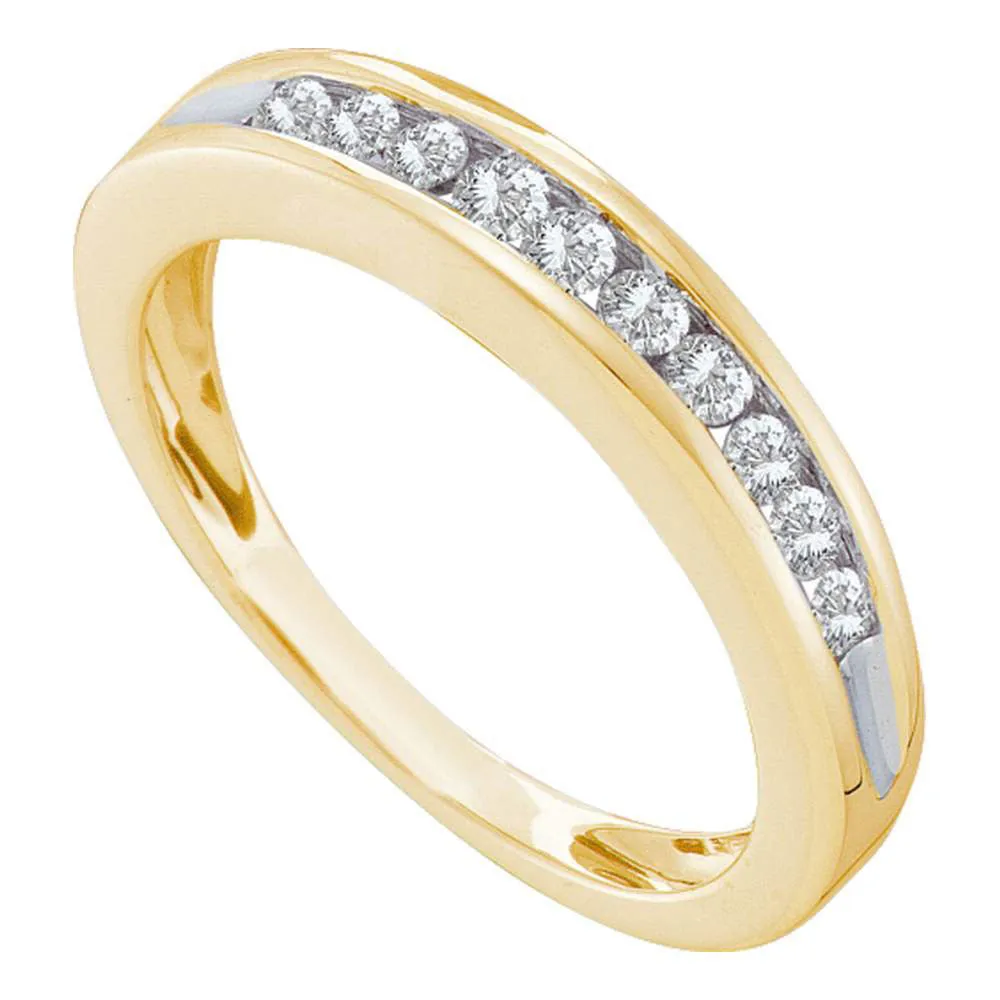 Keene Jewelers 10kt Yellow Gold Womens Round Diamond Wedding Single Row Band 1/4 Cttw