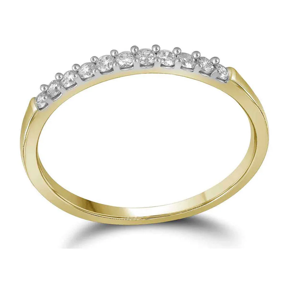 Keene Jewelers 10kt Yellow Gold Womens Round Diamond Wedding Single Row Band 1/6 Cttw