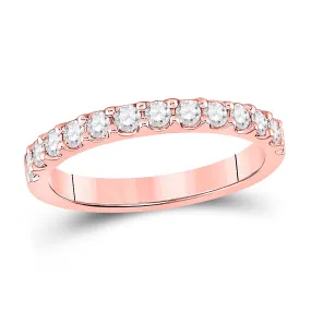 Keene Jewelers 14kt Rose Gold Womens Round Diamond Wedding Single Row Band 1/2 Cttw