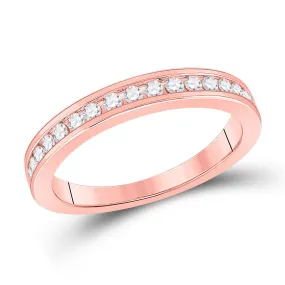 Keene Jewelers 14kt Rose Gold Womens Round Diamond Wedding Single Row Band 1/3 Cttw