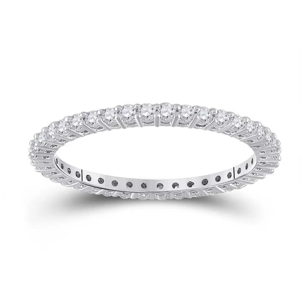 Keene Jewelers 14kt White Gold Womens Round Diamond Eternity Wedding Band 1/2 Cttw