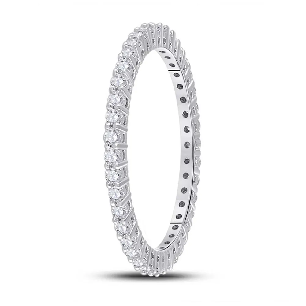 Keene Jewelers 14kt White Gold Womens Round Diamond Eternity Wedding Band 1/2 Cttw